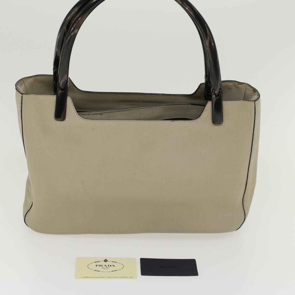 PRADA Shoulder Bag Leather Gray  cl555