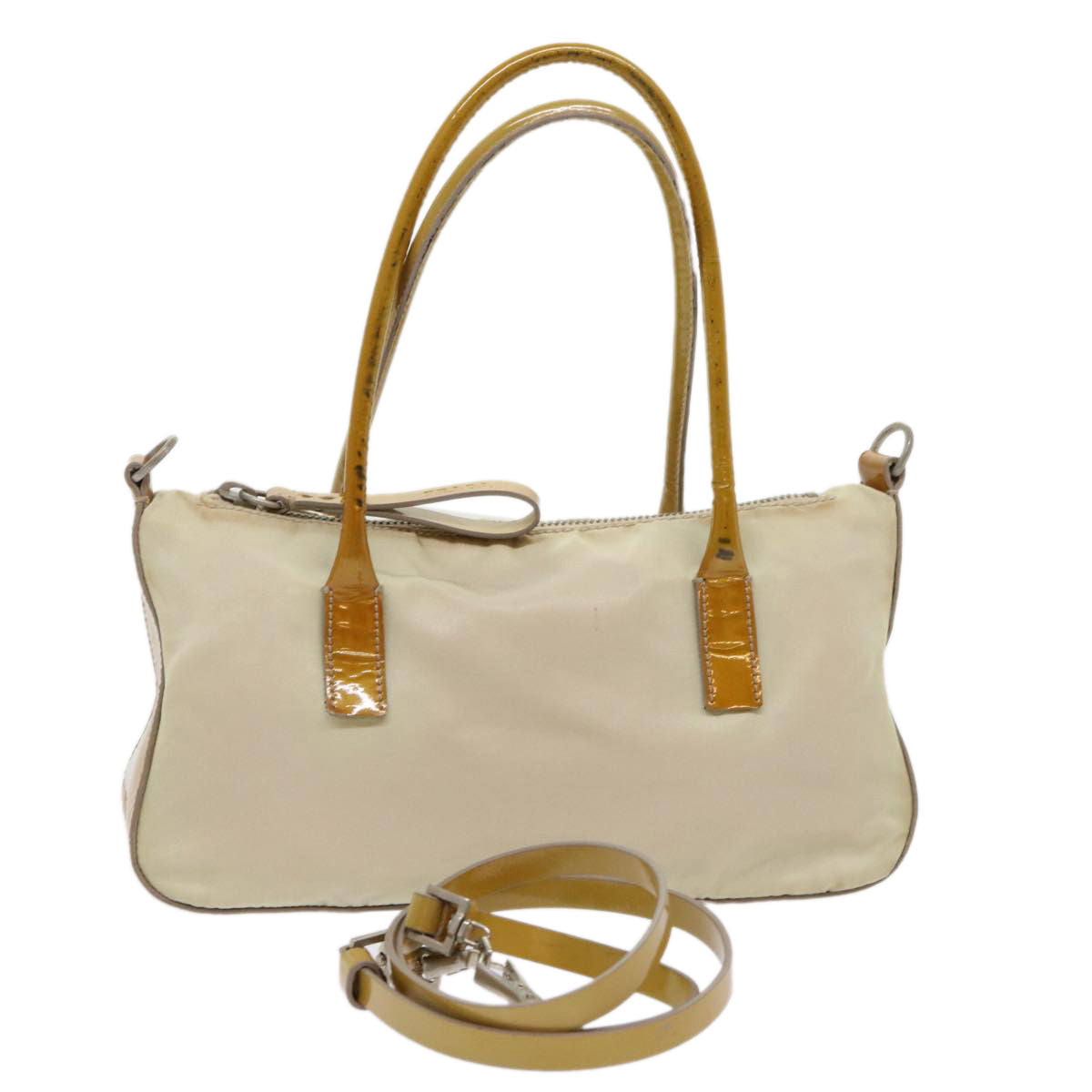 PRADA Hand Bag Nylon 2way Shoulder Bag Beige  cl637