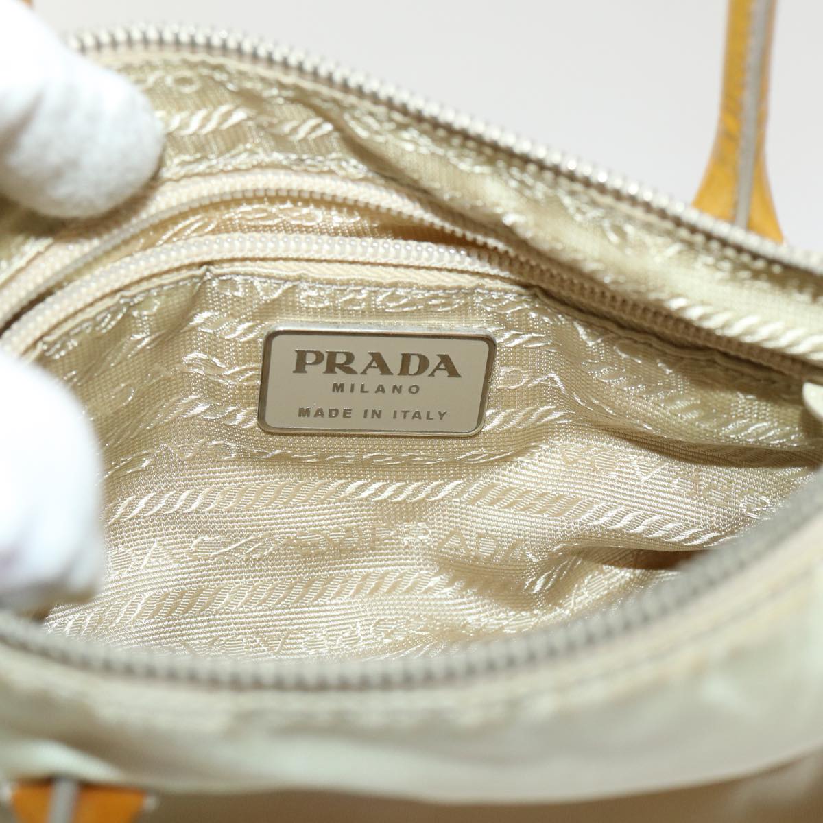 PRADA Hand Bag Nylon 2way Shoulder Bag Beige  cl637