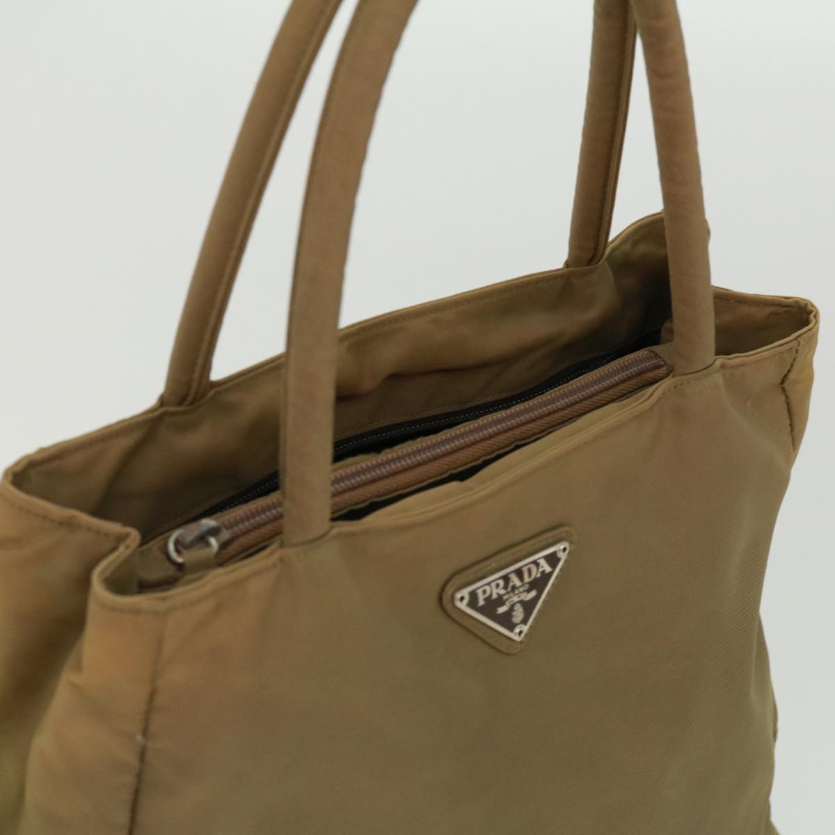 PRADA Hand Bag Nylon Khaki  cr603