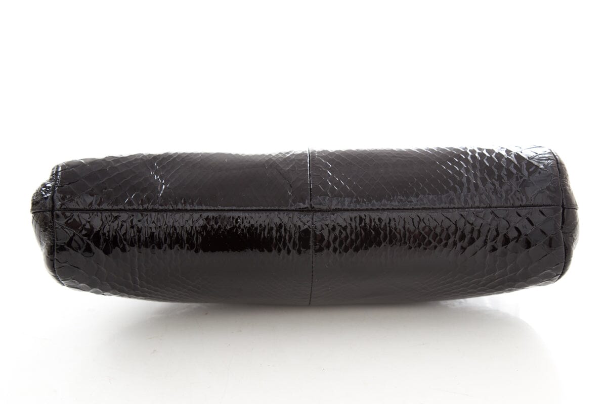 Chanel 2008-09 Black Patent Python Clutch