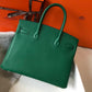 HM Birkin Green For Women Gold-Toned Hardware 11in/30cm