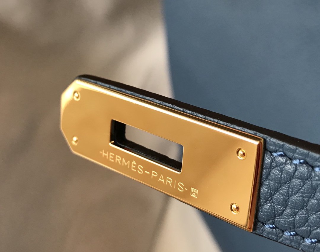 HM Birkin Blue For Women Gold-Toned Hardware 11in/30cm