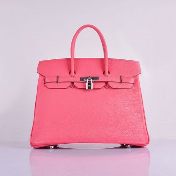 Hermes Birkin 35cm Togo Leather Handbags Lip Pink Silver