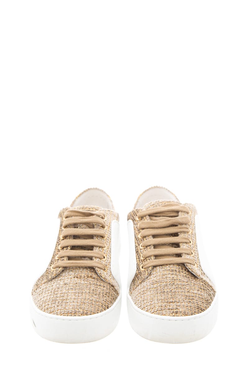 Chanel White and Gold Fantasy Tween Sneakers SZ 38