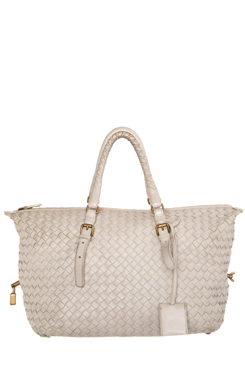 Bottega Veneta Natural Intrecciato Leather Boston Tote