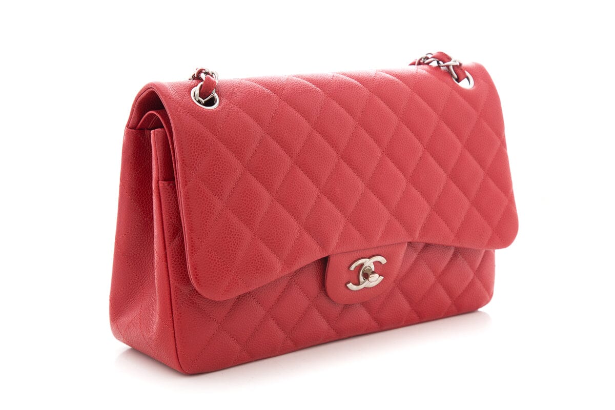 Chanel Red  Jumbo Caviar Double Flap Handbag