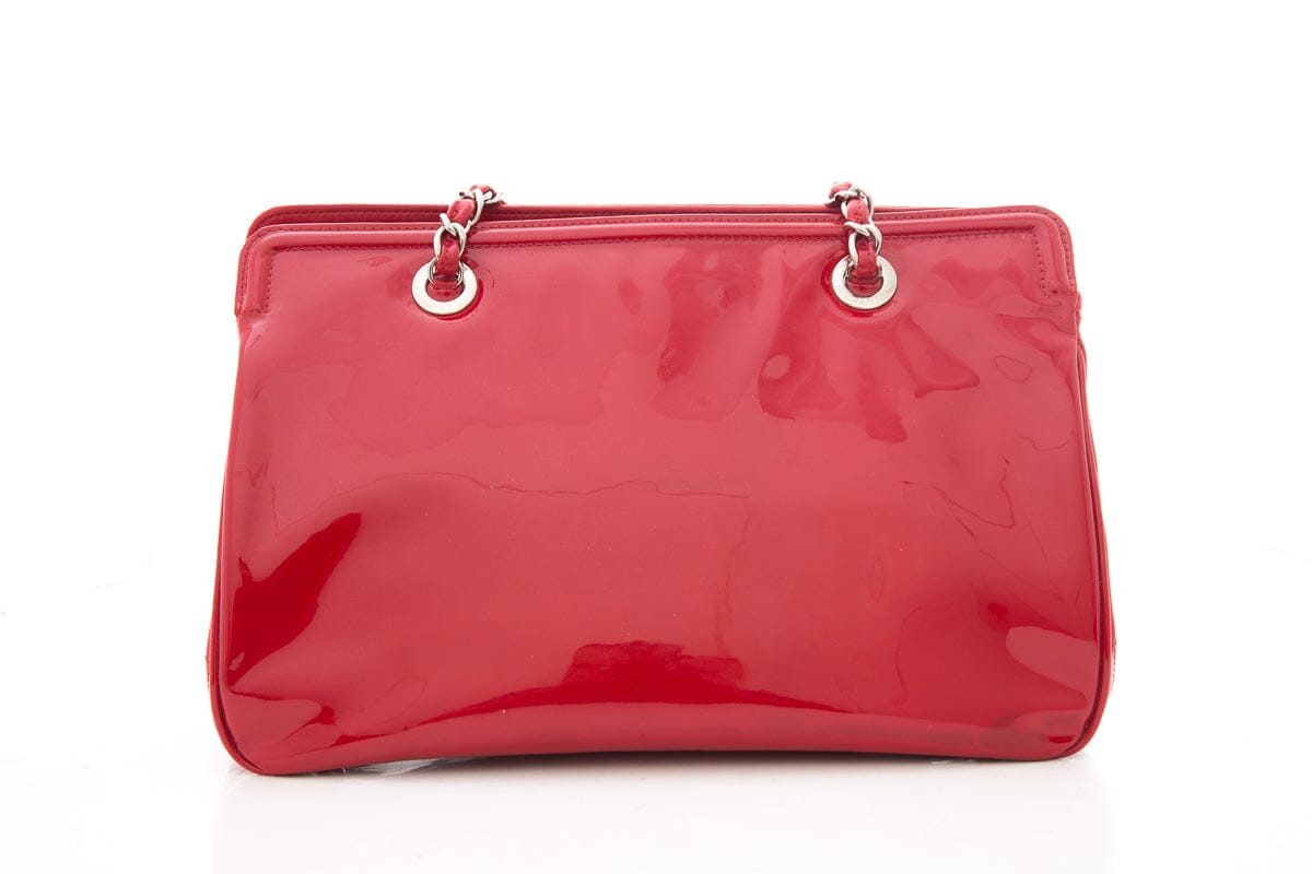 Chanel Red & Pink Lipstick Patent Leather Handbag