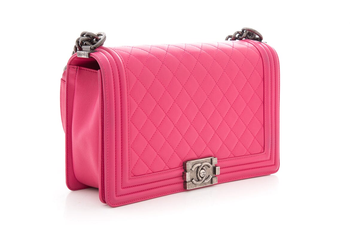 Chanel 2014 Hot Pink New Med Boy Bag Handbag