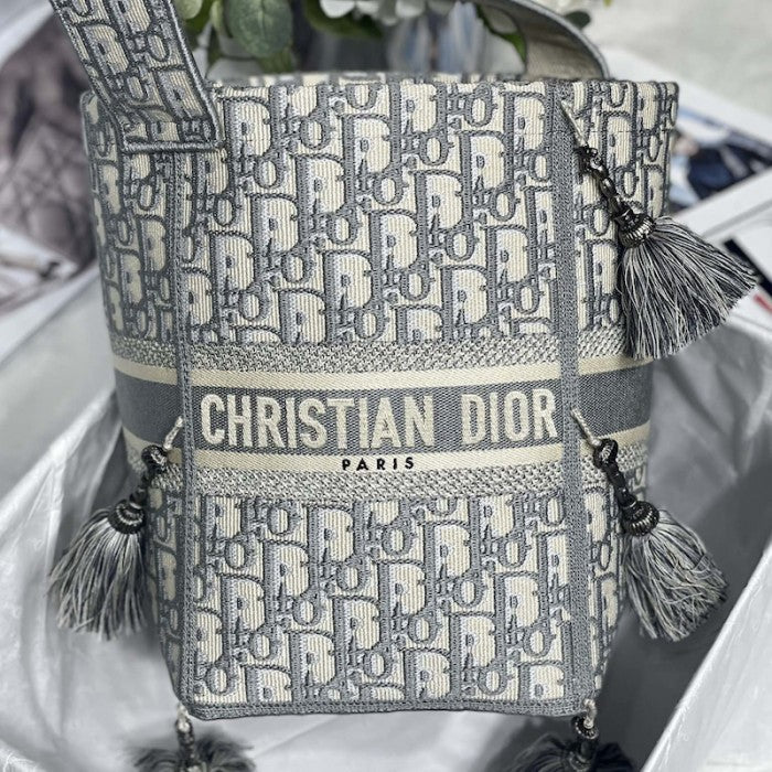 Dior D-Bubble Bucket Bag Grey oblique