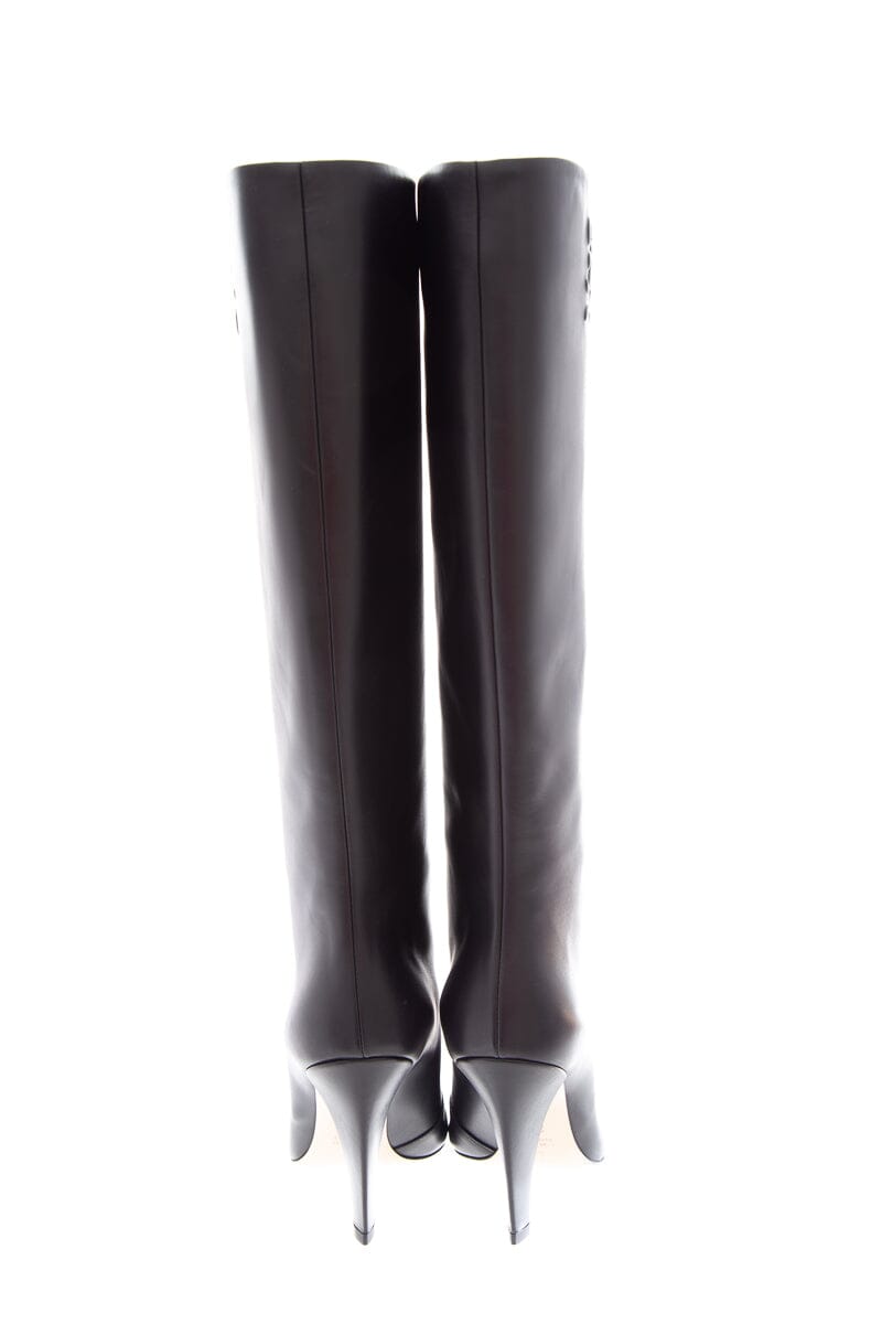 Fendi Black Lambskin Leather Boots SZ 36