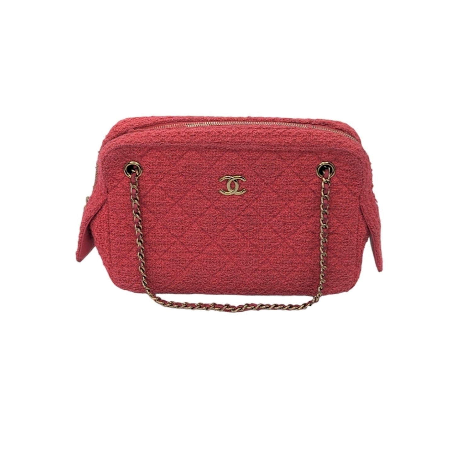 Chanel Pink Quilted Tweed CC Camera Case