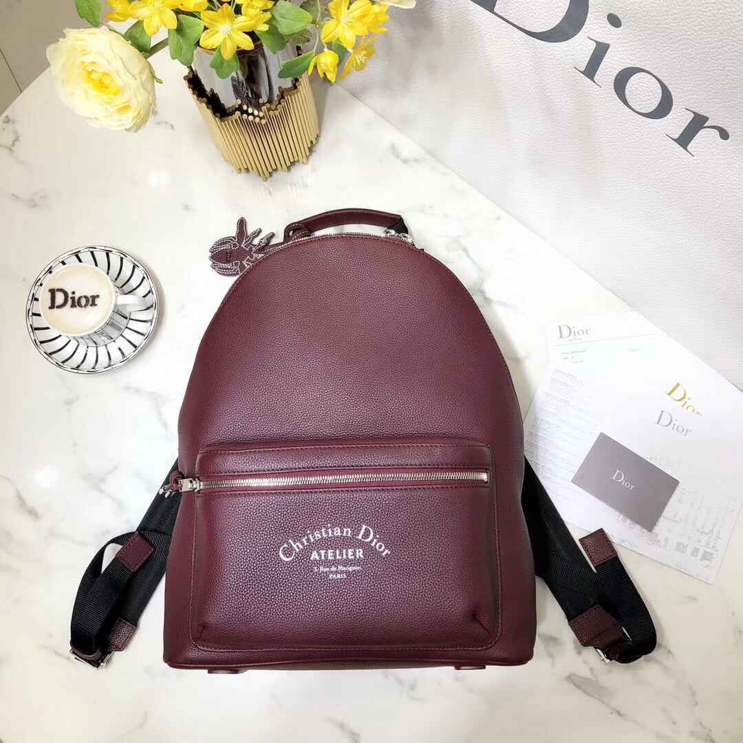 Dior Rider Rucksack Backpack In Burgundy Calfskin