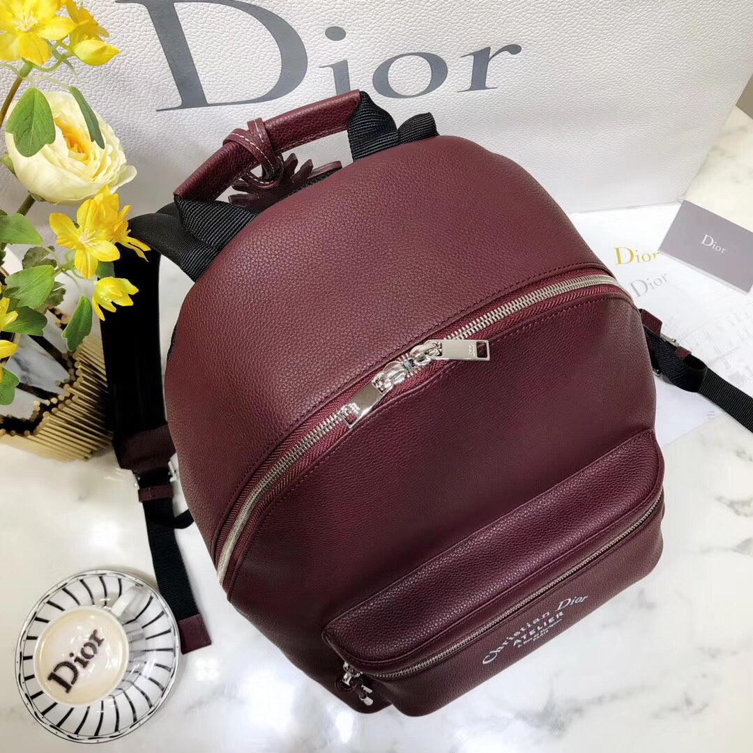 Dior Rider Rucksack Backpack In Burgundy Calfskin