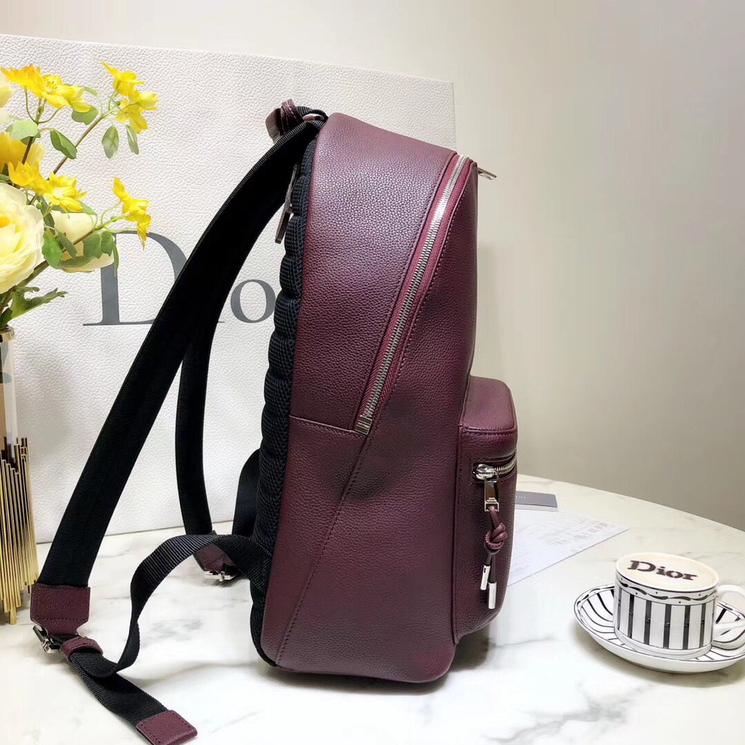 Dior Rider Rucksack Backpack In Burgundy Calfskin