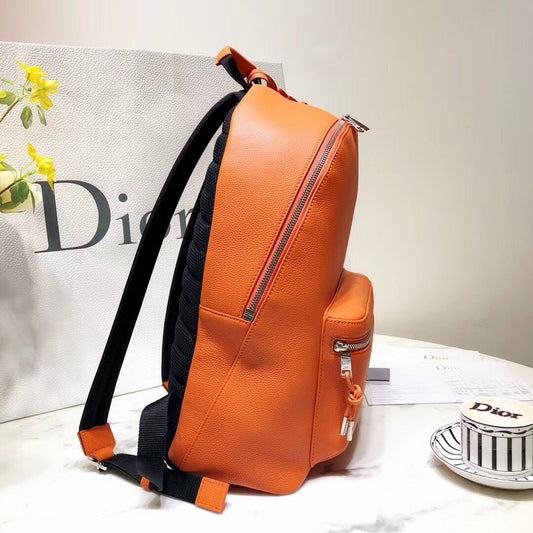 Dior Rider Rucksack Backpack In Orange Calfskin