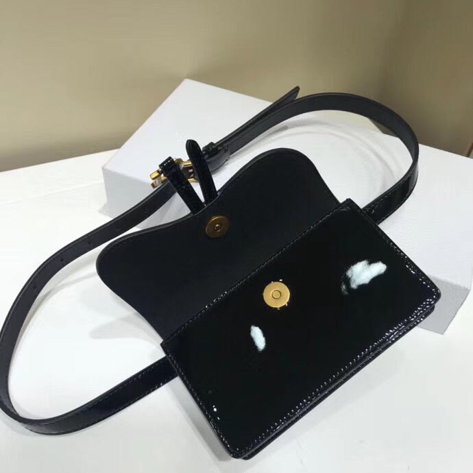 Dior Saddle Belt Bag In Black Patent Leather