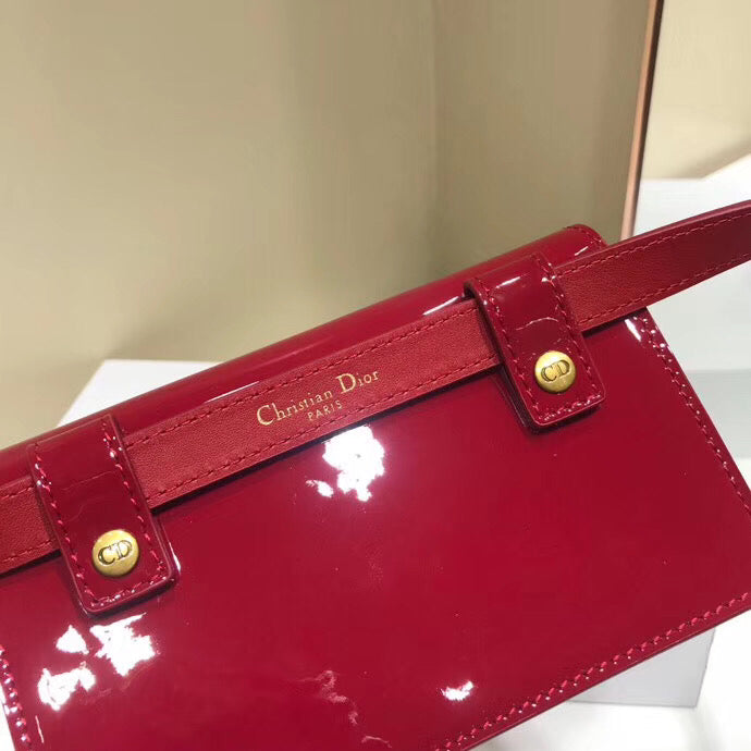 Dior Saddle Belt Bag In Red Patent Leather