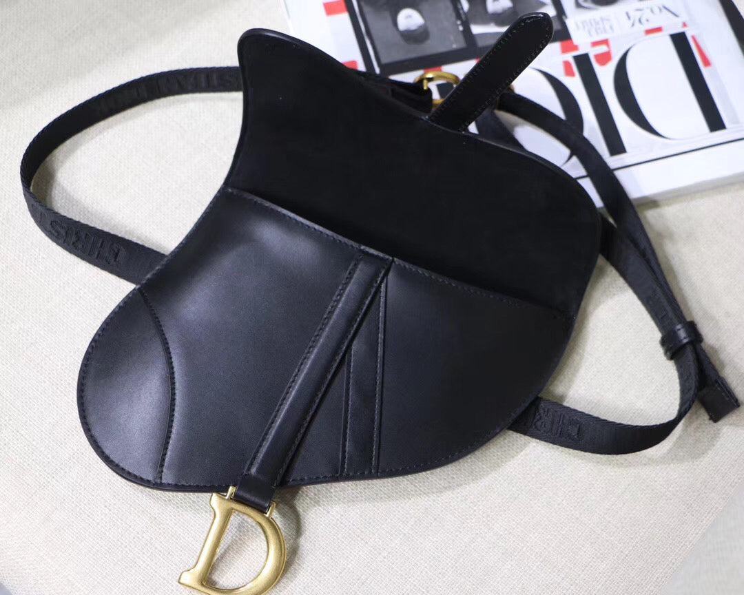 Dior Saddle Belt Bag In Black Smooth Calfskin