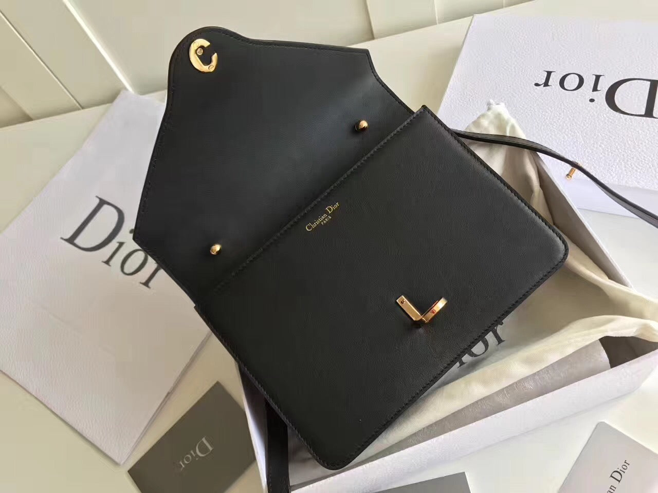 Dior Cest Dior Flap Bag In Black Calfskin