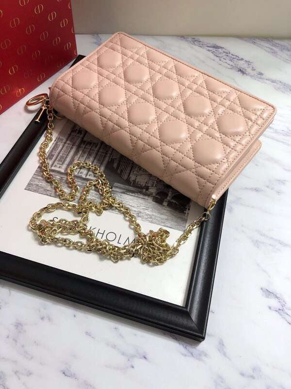 Dior Lady Dior Clutch With Chain In Nude Lambskin