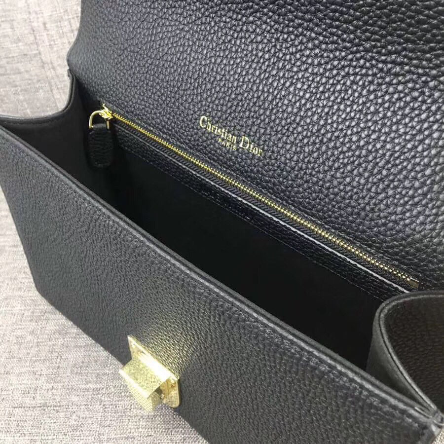 Dior Diorama Flap Bag In Noir Grained Calfskin