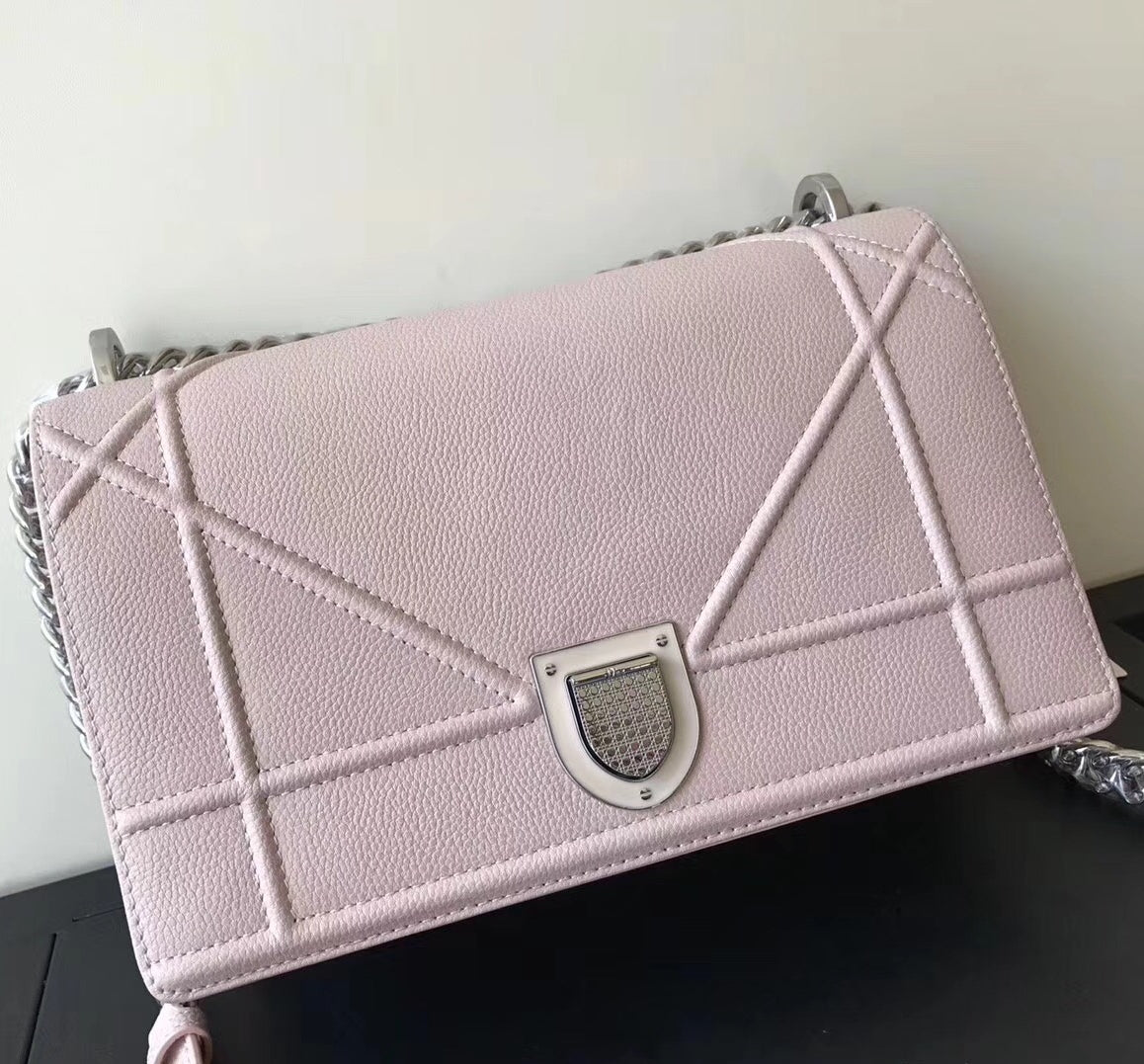 Dior Diorama Flap Bag In Light Pink Grained Calfskin