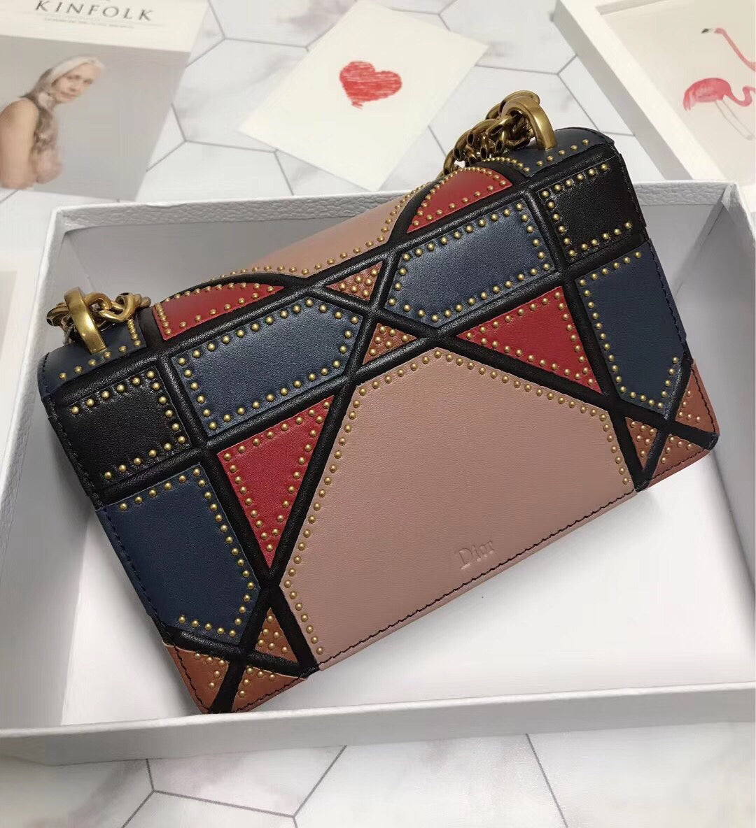 Dior Diorama Bag In Multi-coloured Patchwork