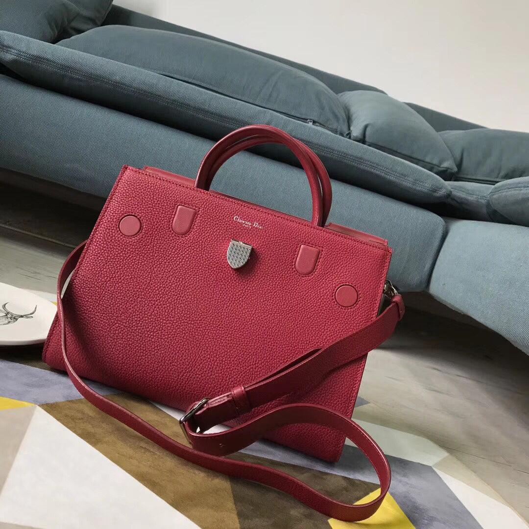 Dior Diorever Tote Bag In Red Calfskin Leather