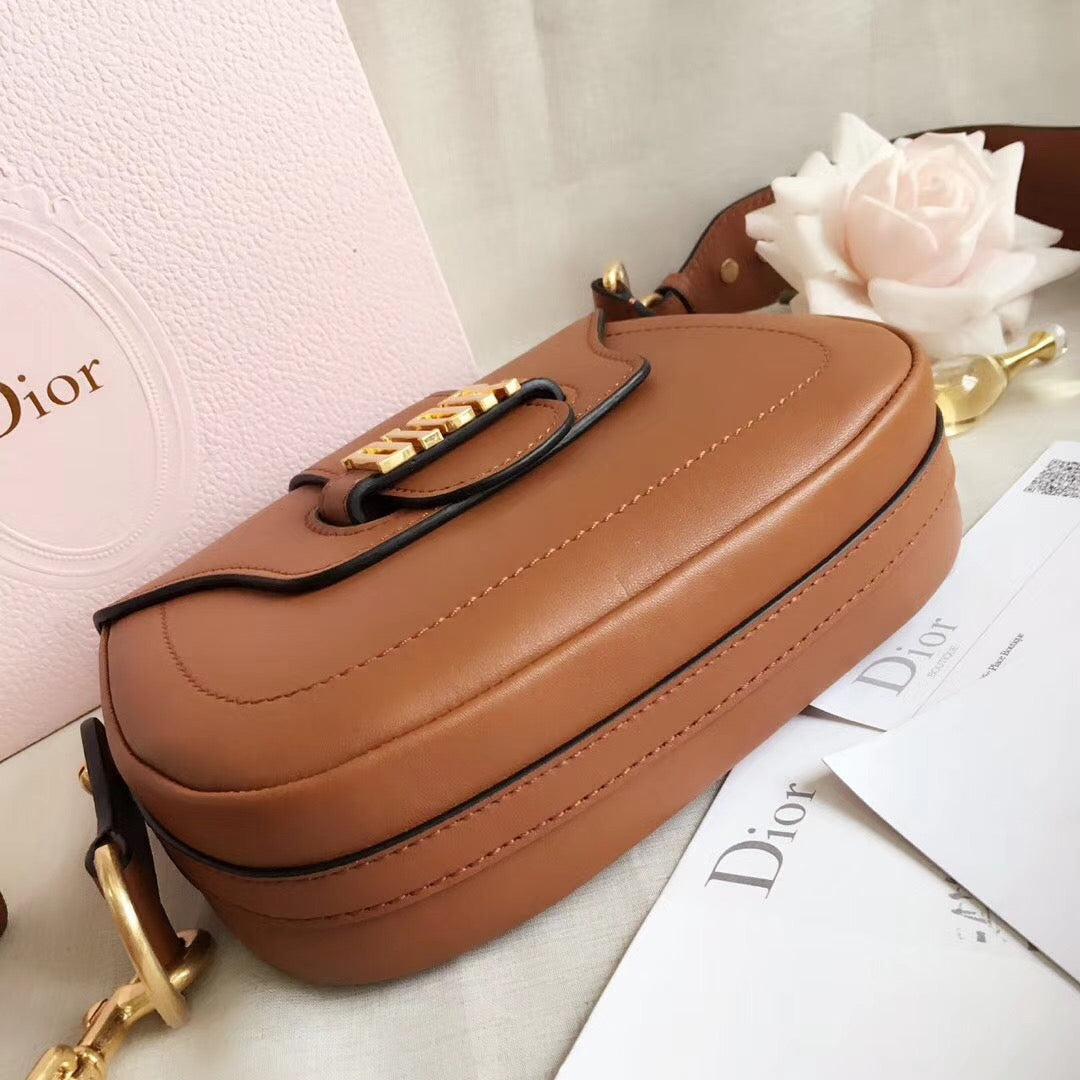 Dior D-Fence Saddle Bag In Brown Calfskin