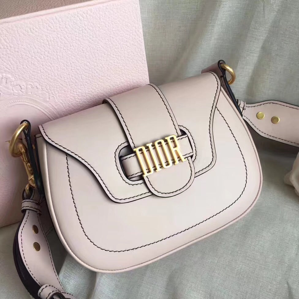 Dior D-Fence Saddle Bag In Ivory Calfskin