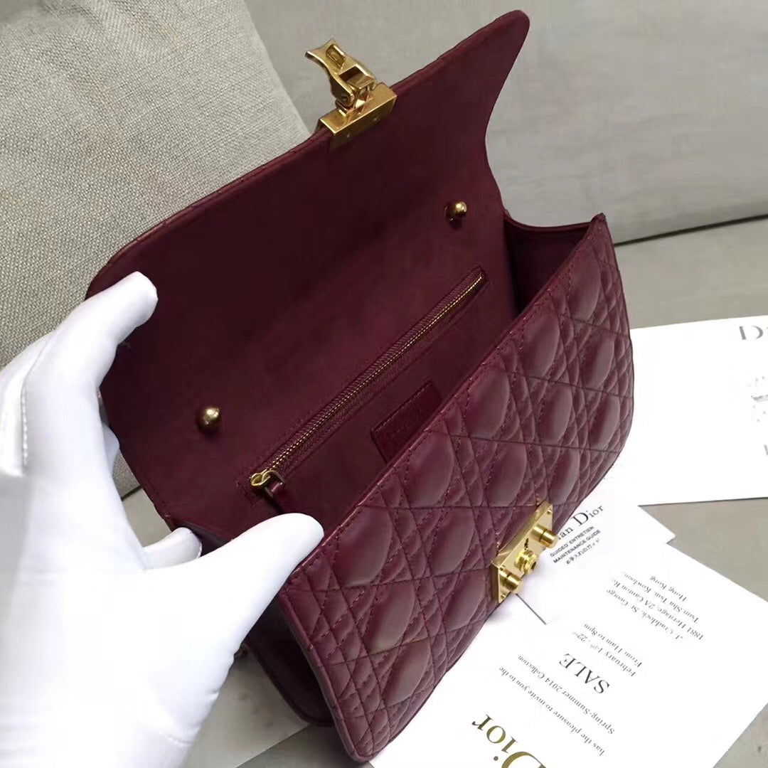 Dior Dioraddict Flap Bag In Bordeaux Lambskin