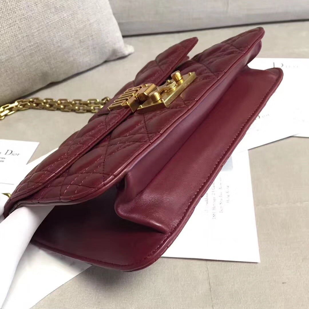 Dior Dioraddict Flap Bag In Bordeaux Lambskin