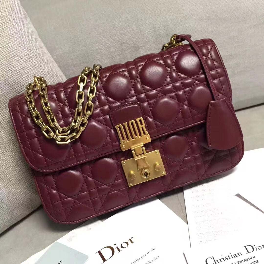 Dior Dioraddict Flap Bag In Bordeaux Lambskin