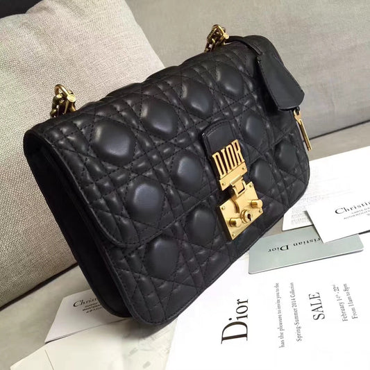 Dior Dioraddict Flap Bag In Black Lambskin