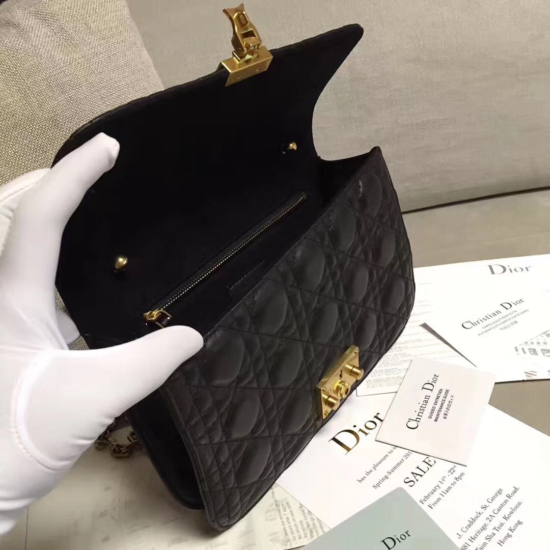 Dior Dioraddict Flap Bag In Black Lambskin