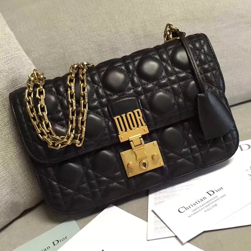 Dior Dioraddict Flap Bag In Black Lambskin