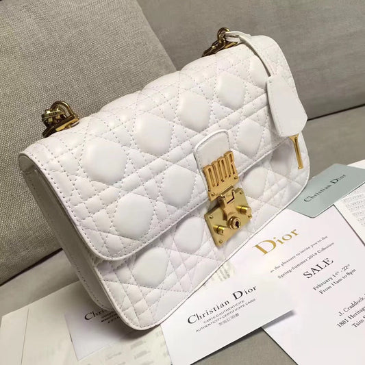 Dior Dioraddict Flap Bag In White Lambskin