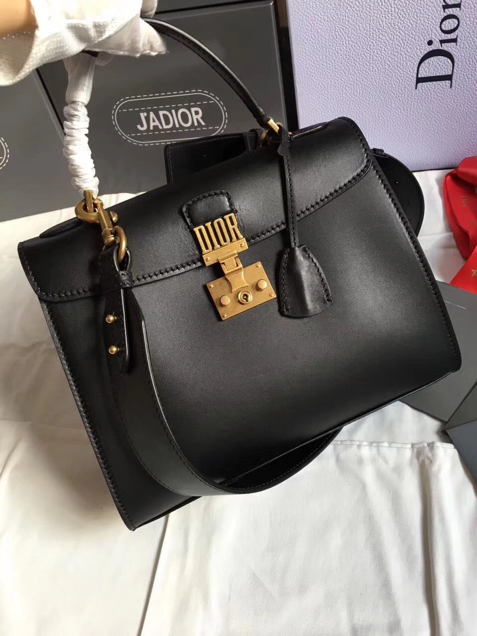 Dior DiorAddict Tote Bag In Black Calfskin