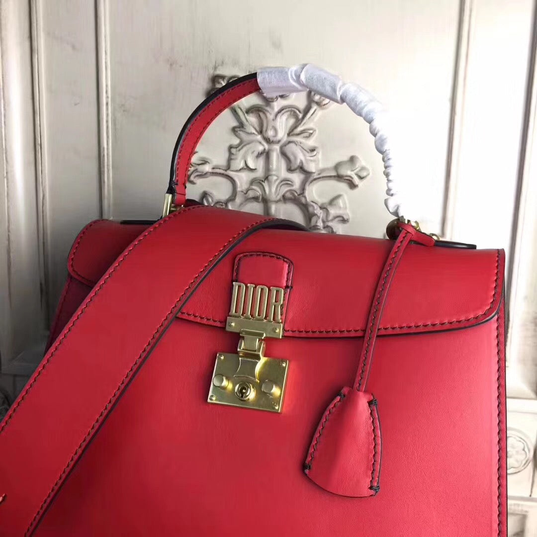 Dior DiorAddict Tote Bag In Red Calfskin