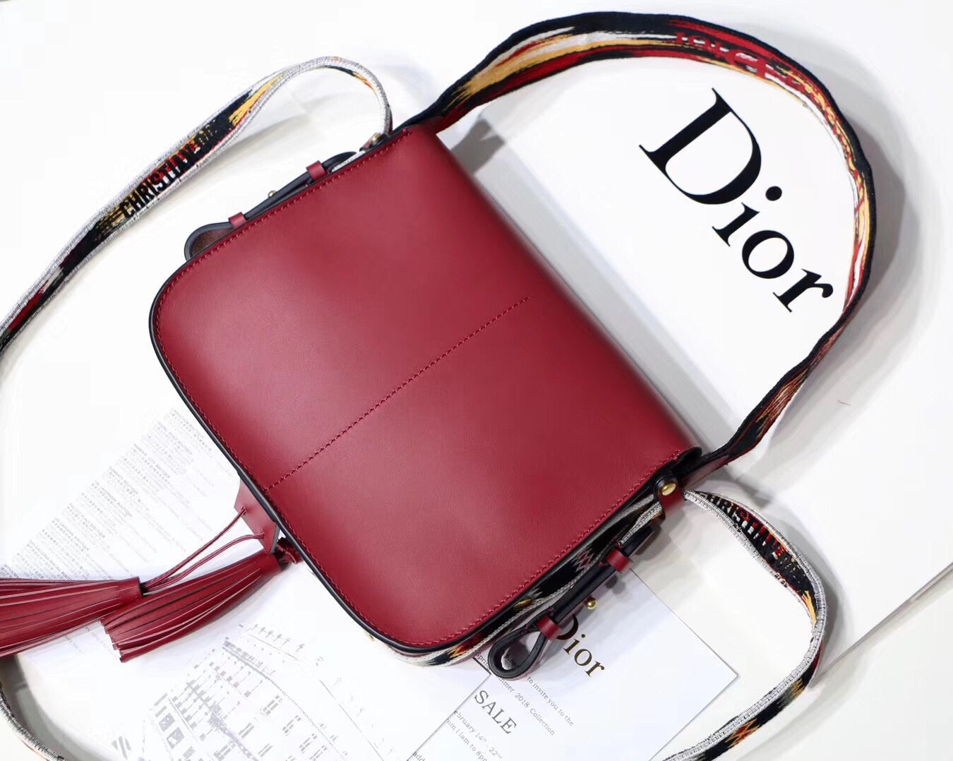 Dior Diorodeo Flap Bag In Red Calfskin