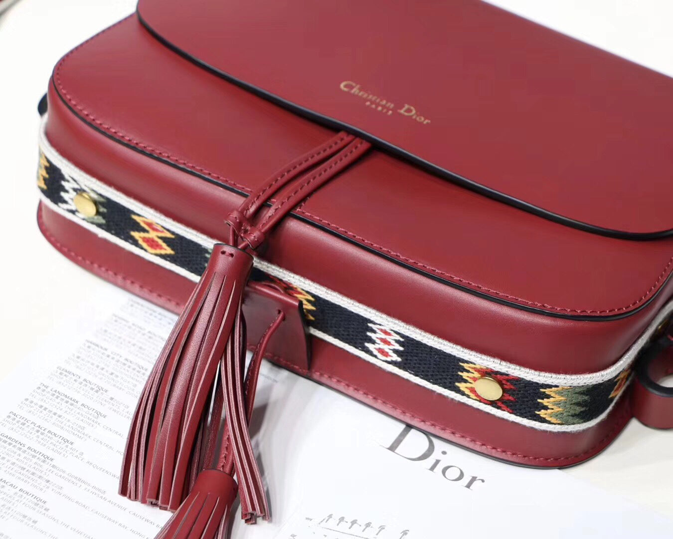 Dior Diorodeo Flap Bag In Red Calfskin