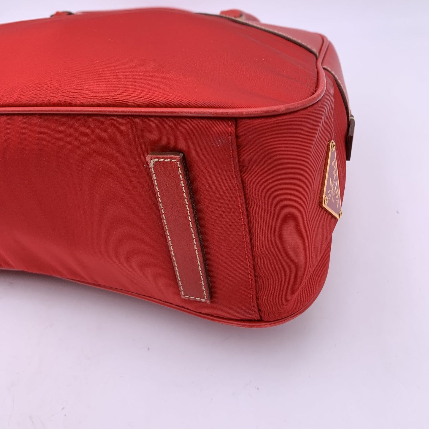 PRADA Red Tessuto Travel Canvas And Leather Bowling Bag Bl0081