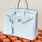 HM Birkin Nata Swift Light Blue For Women Silver Toned Hardware 10in/25cm