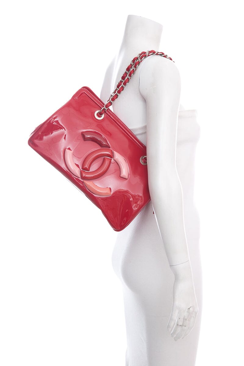 Chanel Red & Pink Lipstick Patent Leather Handbag