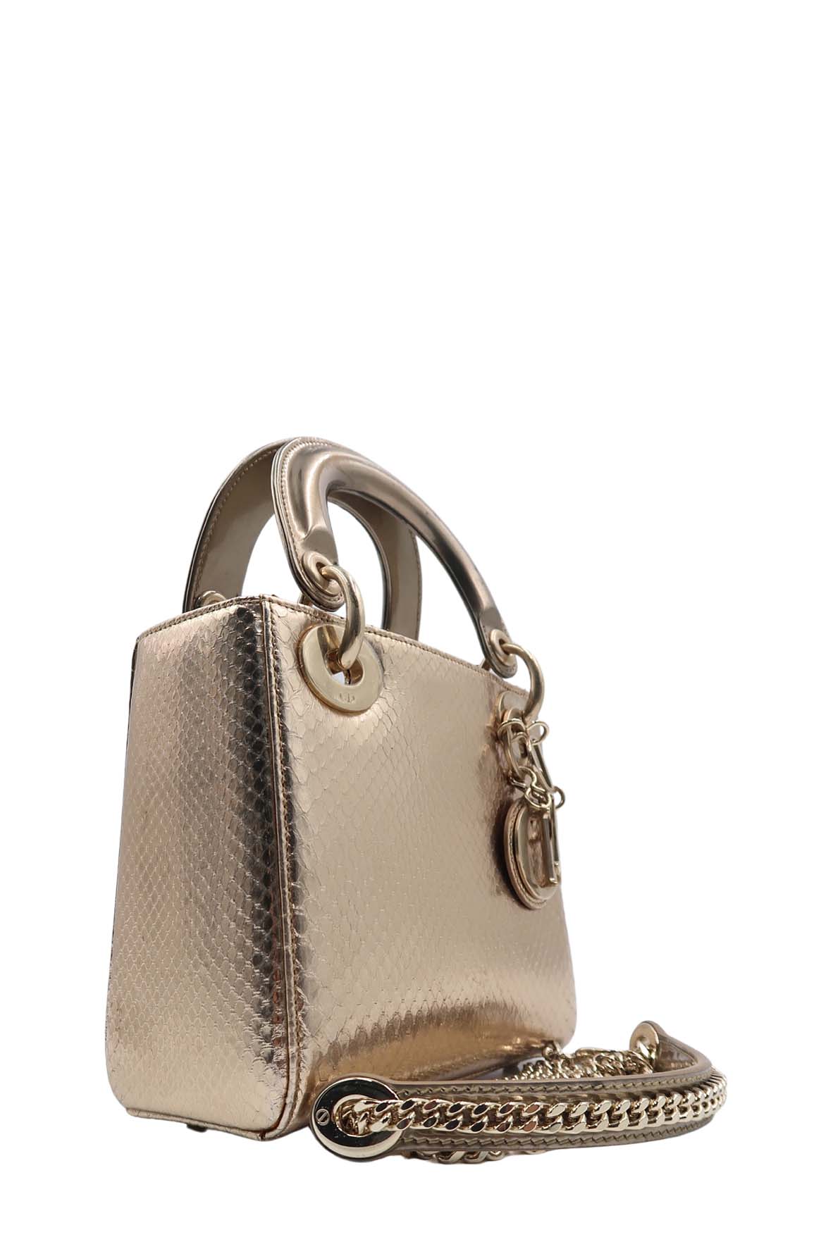 Python Mini Lady Dior Gold