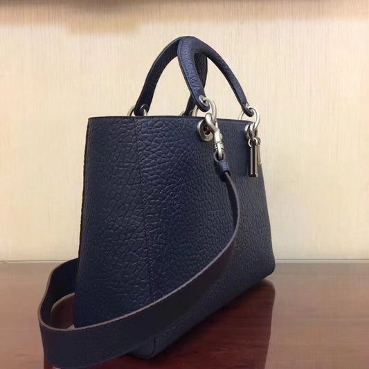 Dior Large Lady Dior Bag In Navy Canyon Grained Lambskin