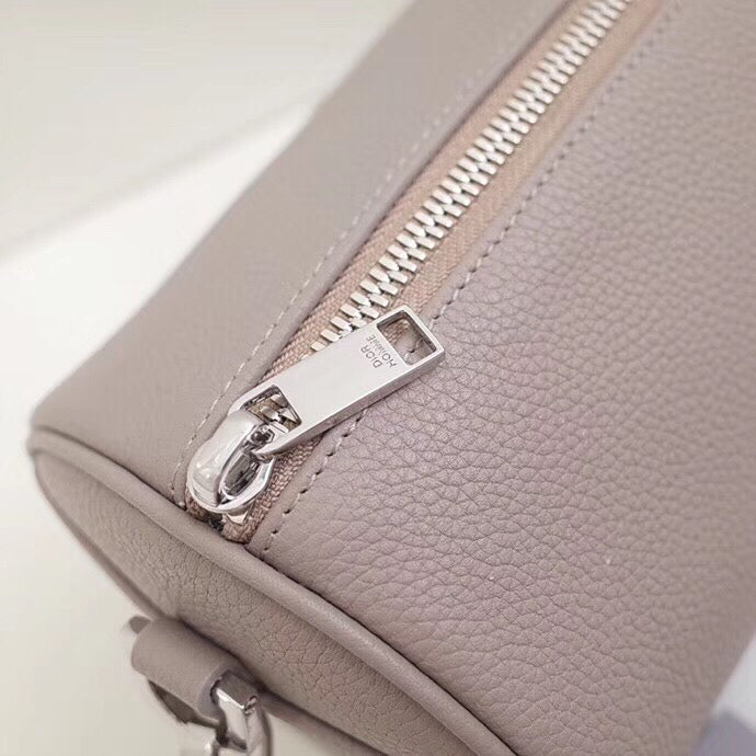 Dior Roller Pouch In Grey Grained Calfskin