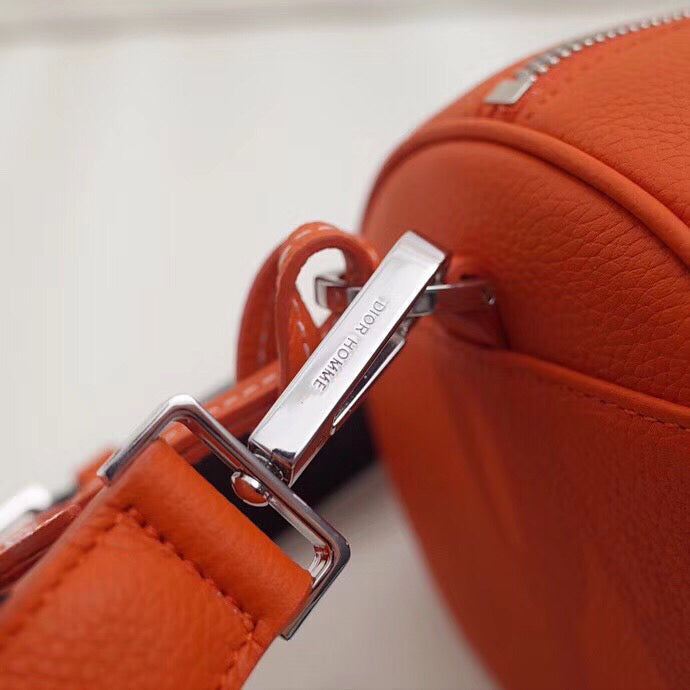 Dior Roller Pouch In Orange Grained Calfskin