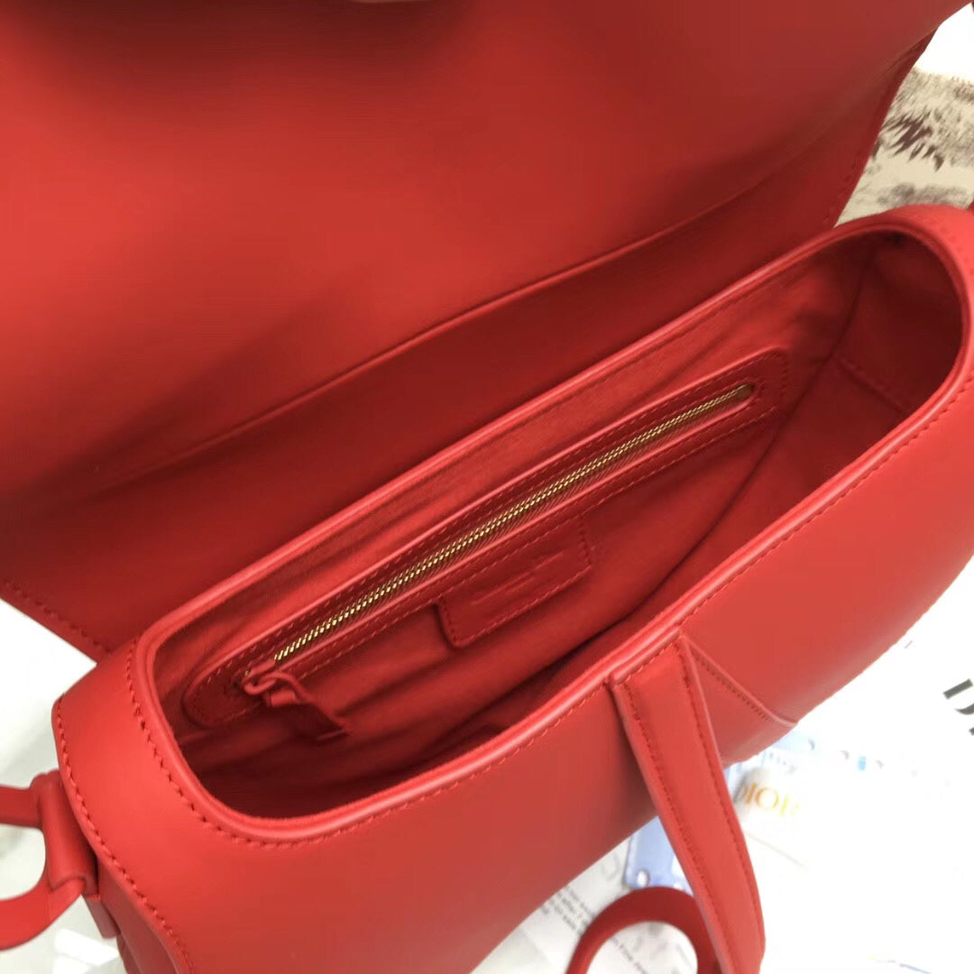 Dior Saddle Bag In Cherry Red Matte Calfskin